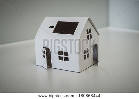 White Paper House with Solar Panel and Switch