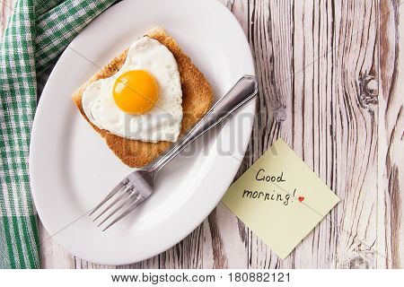 Valentine's Day Abstract Breakfast With Egg Heart