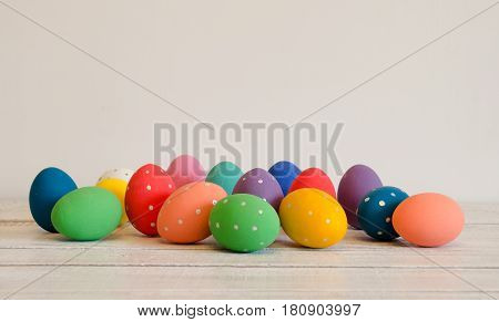 Easter eggs hand painted on white background. Happy Easter