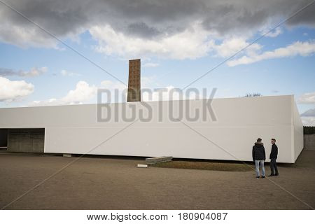 SACHSENHAUSEN - APRIL 3: was a Nazi concentration camp in Germany. Ruins of Sachsenhausen Cremation Ovens on April 3 2015 in Sachsenhausen Germany
