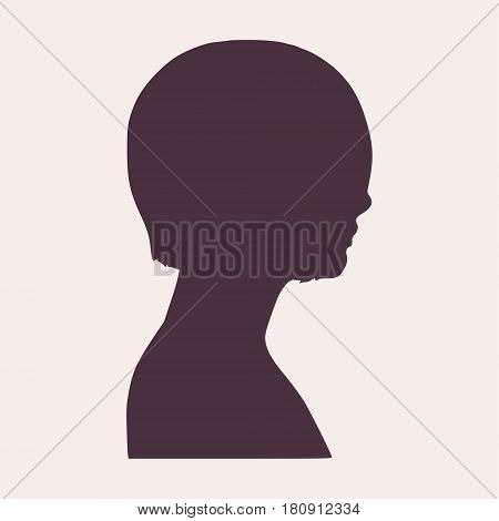 Face side view. Elegant silhouette of a female head. Vector Illustration. Short hair. Monochrome gamma.