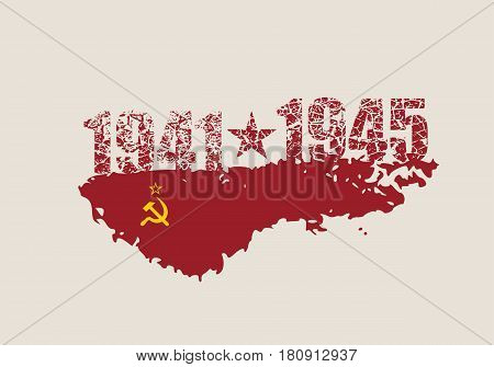 May 9 Russian holiday Victory Day background template. Russian translation of the inscription: May 9. Happy Victory day. 1941 and 1945 cracked numbers