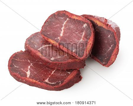 Chopped basturma isolated on a white background