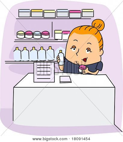 Ilustrace esthetician v práci