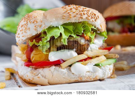 Vegetarian Burger With The Seitan - Vegan Meat