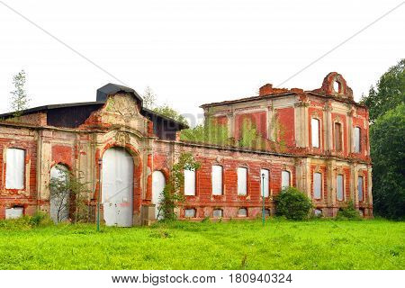 Ruined palace in the estate Znamenka near St.Petersburg Russia.