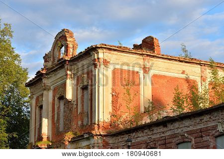 Ruined palace in the estate Znamenka near St.Petersburg Russia.