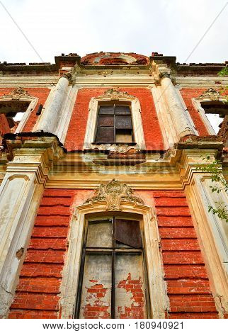 Ruined palace in the estate Znamenka near St.Petersburg Russia.