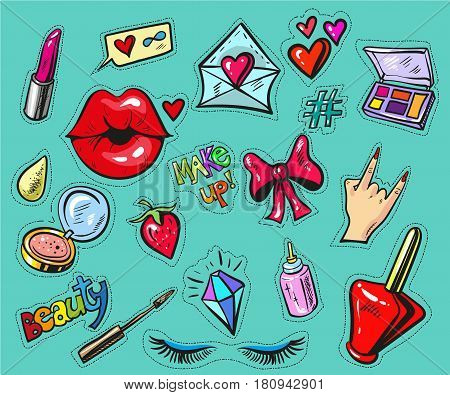 Fashion badges or stickers hand drawn style vector stock art
