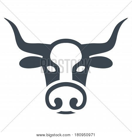 Bull Head flat vector pictogram. An isolated illustration on a white background.