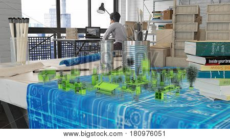 Augmented Reality Micro Architects Office 3D Render