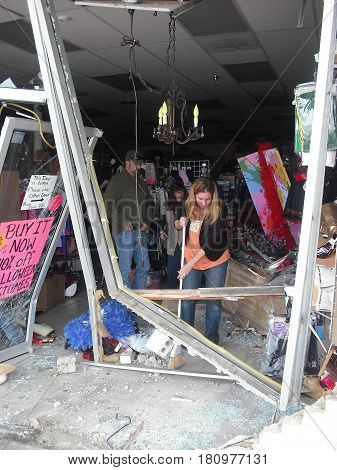 OCTOBER 2, 2013. CASPER, WY.  CIRCA:  Old female driver was confused and drove her car into a store in the shopping mall.