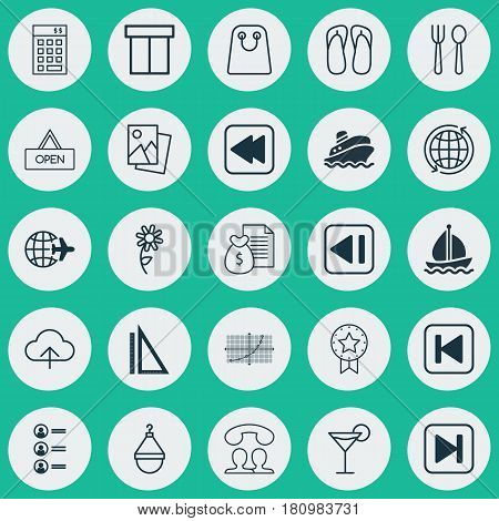 Set Of 25 Universal Editable Icons. Can Be Used For Web, Mobile And App Design. Includes Elements Such As World, Speaking People, Shipping Tour And More.