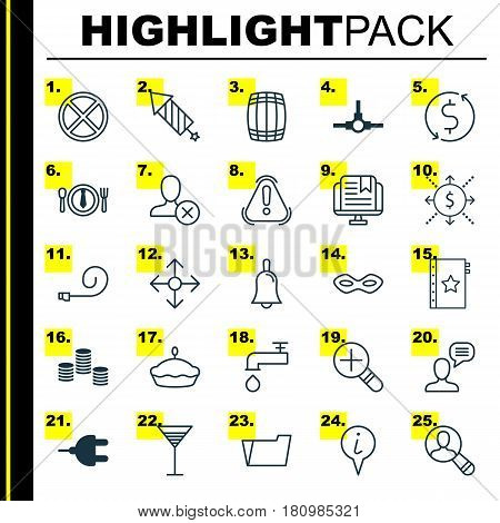 Set Of 25 Universal Editable Icons. Can Be Used For Web, Mobile And App Design. Includes Elements Such As Spigot, Warranty, Firework And More.