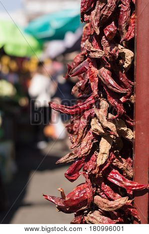 Chilly peppers at the marketplace on sun