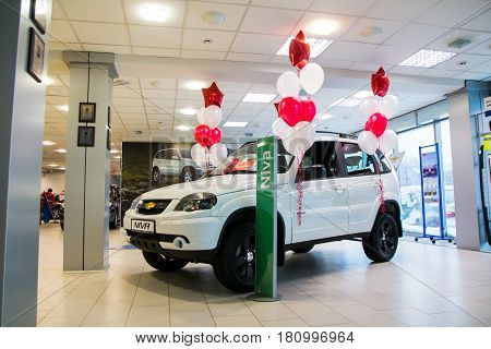 Showroom Of Dealership Chevrolet And Car In It In Kirov City In 2016