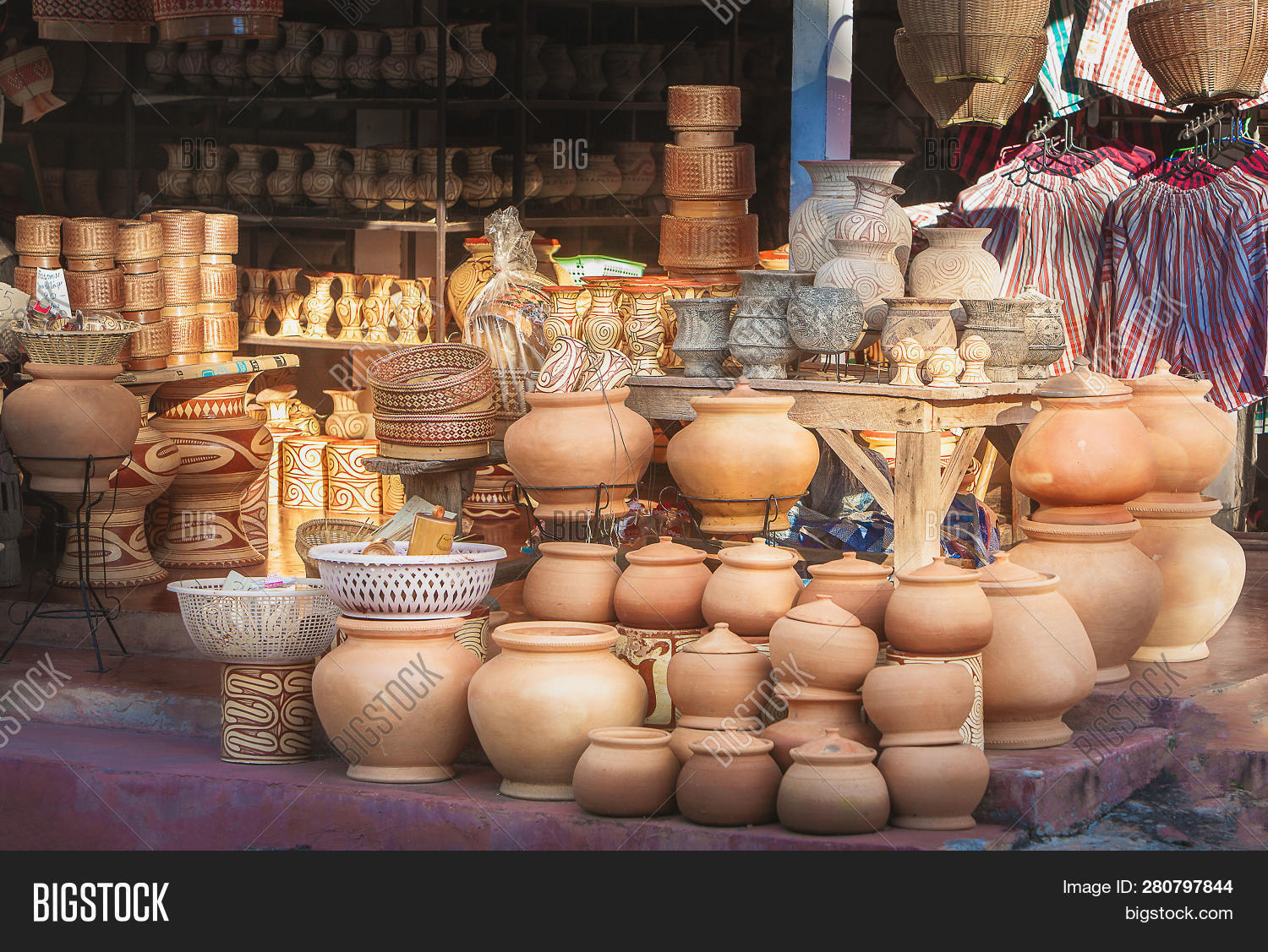 Clay Pots Stacked Sale Image & Photo (Free Trial) Bigstock