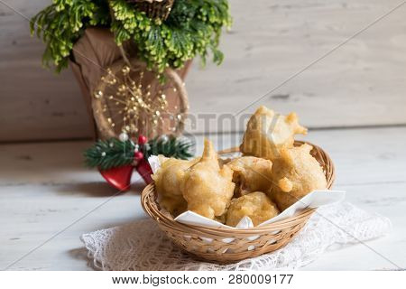 Pettole Is A Traditional Christmas South Italian Food Cooked From Dough And Fried In Olive Oil, Made