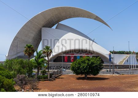 Santa Cruz, Canary Islands, Spain - July 28, 2018: The Modern Symbol Of The City Is The Arts Complex