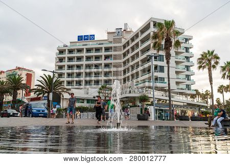 Puerto De La Cruz, Canary Islands, Spain - July 28, 2018: The Hotel On The Waterfront - H10 Tenerife