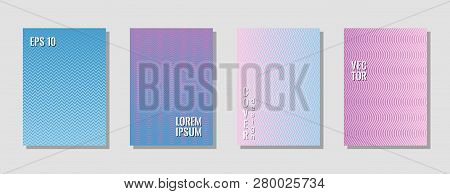 Dynamic Zig Zag Banner Templates, Wavy Lines Gradient Stripes Musical Cover Backgrounds. Curve Shape