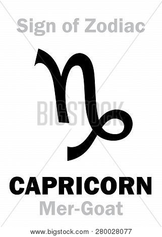 Astrology Alphabet: Sign Of Zodiac Capricorn (the Mer-goat). Hieroglyphics Character Sign (single Sy