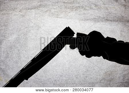 Classic Double-barrell Smooth-bore Hunting Rifle Isolated On White Background In Man Hand