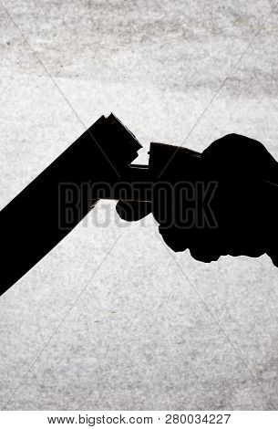 Classic Double-barrell Smooth-bore Hunting Rifle Isolated On White Background In Man Hand