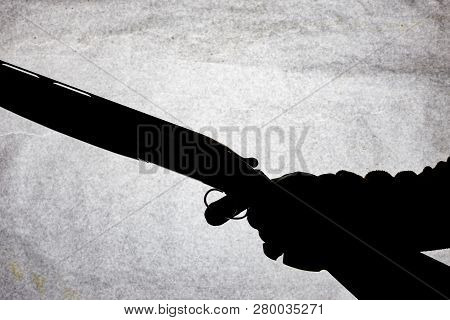 Classic Double-barrell Smooth-bore Hunting Rifle Isolated On White Background In Man Hand