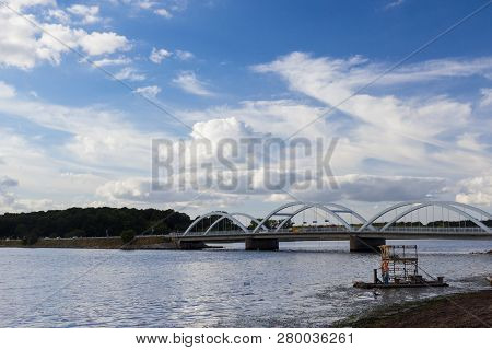 View Of Fjord And Bridge Near Holbaek, Denmark