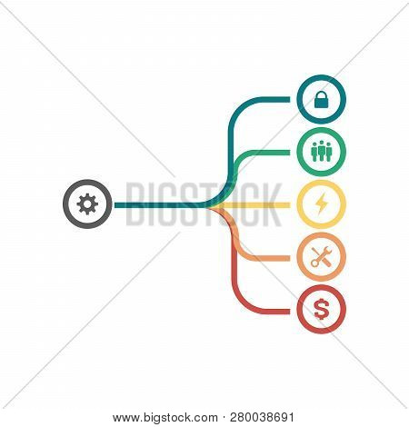 Abstract Infographic Merging Lines, Team Work Concept, Structure, All In One Template. Merging, Isol