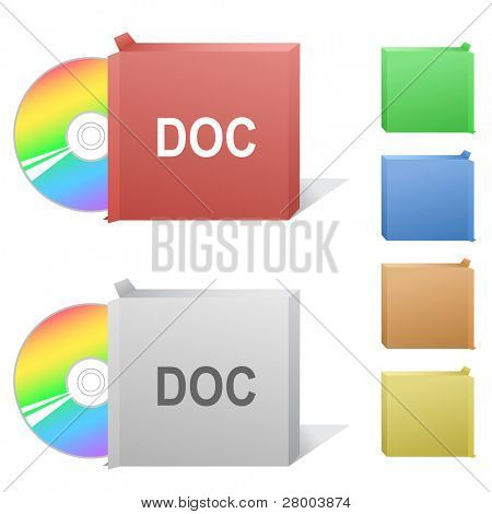 Doc. Box con compact disc. Illustrazione di raster. Versione vettoriale è nel mio portafoglio.