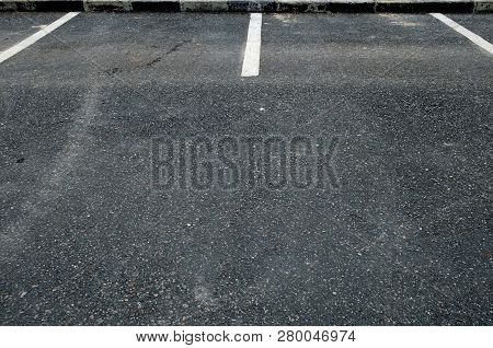 Car Parking Lot At Outdoor With White Marking