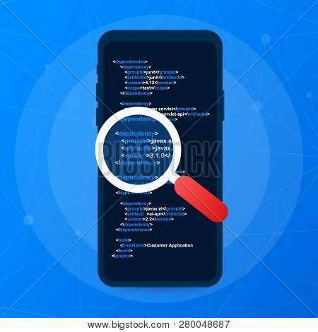 Application Testing. Software Development Workflow Process Coding Testing Analysis Concept. Vector S