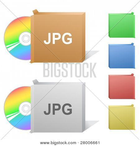 Jpg. Box con compact disc. Illustrazione di raster. Versione vettoriale è nel mio portafoglio.