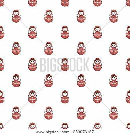 Red Tumbler Doll Pattern Seamless Repeat In Cartoon Style Illustration