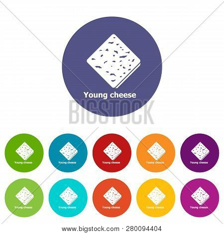 Young Cheese Icons Color Set For Any Web Design On White Background