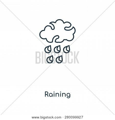 Raining Icon In Trendy Design Style. Raining Icon Isolated On White Background. Raining Vector Icon 
