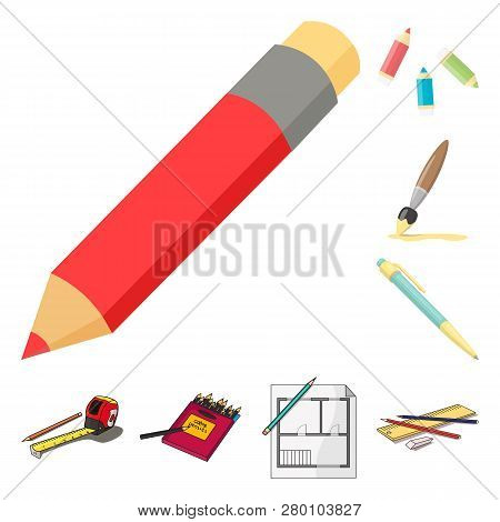 Vector Design Of Pencil And Sharpen Icon. Collection Of Pencil And Color Stock Vector Illustration.