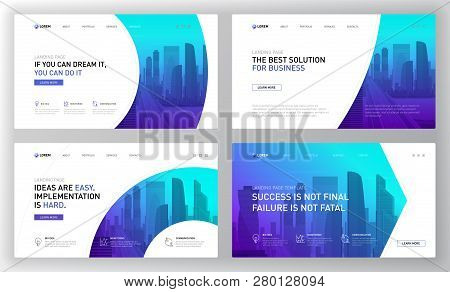 Landing Pages Templates Set For Business. Modern Web Page Design Concept Layout For Website. Vector 