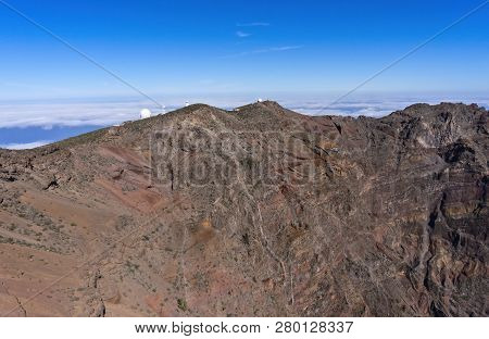 View From Roque De Los Muchachos On La Palma To A Part Of The Observatory And Into The Caldera De Ta