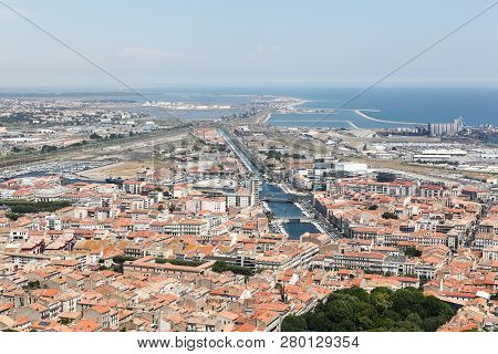 View Of The City Of Sete In France From Mont Saint Clair