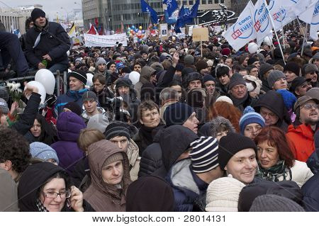Rusko, Moskva - Prosinec 24: 120 tisíc demonstrantů se v akademik Sacharov vyhlídky T