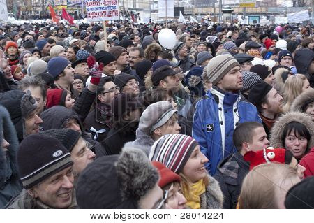Rusko, Moskva - Prosinec 24: 120 tisíc demonstrantů se v akademik Sacharov vyhlídky T