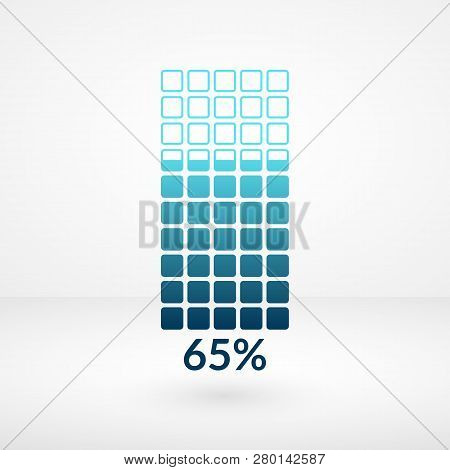 65 Percent Square Chart Isolated Symbol. Percentage Vector Element. Infographic Diagram Sign. Busine