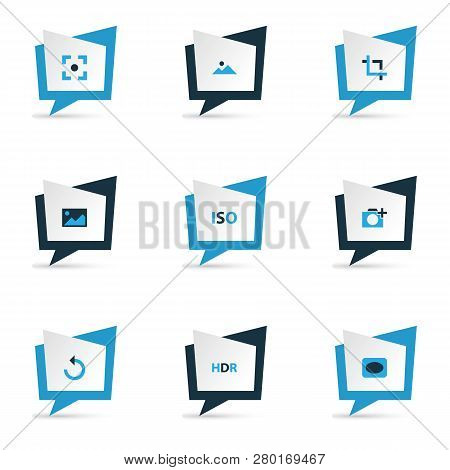 Image Icons Colored Set With Vignette, Hdr, Center Focus And Other Photographing Elements. Isolated 