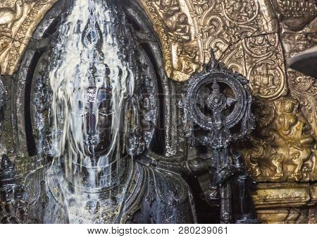 Belur, Karnataka, India - November 2, 2013: Chennakeshava Temple. Main Sanctuary Before The Start Of