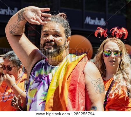 San Francisco, California, June 24, 2018:  Gay Pride Parade - Gay Man Marches