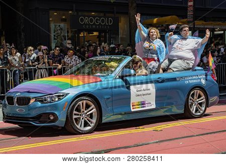 San Francisco, California, June 24, 2018:  Gay Pride Parade - Gavin Grimm Rides As Celebrity Guest