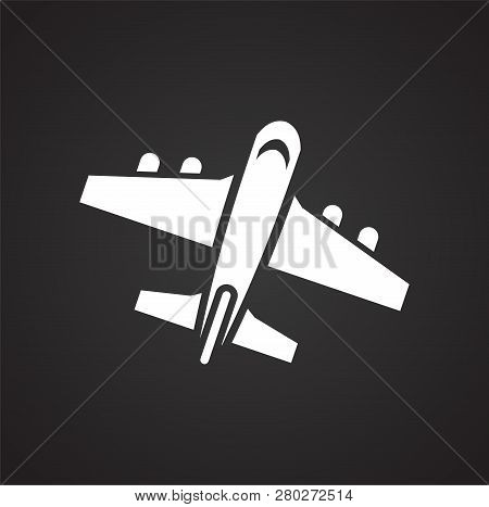 Airplane Icon On Black Background For Graphic And Web Design, Modern Simple Vector Sign. Internet Co
